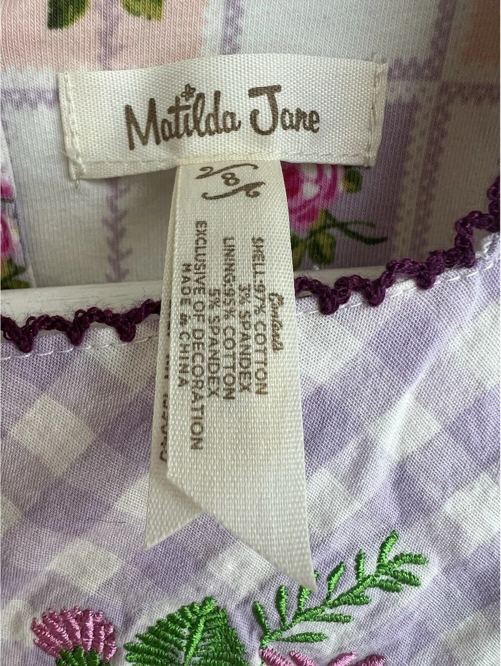 Matilda Jane Enchanted Garden Prudence Gingham Tunic Top Size 8